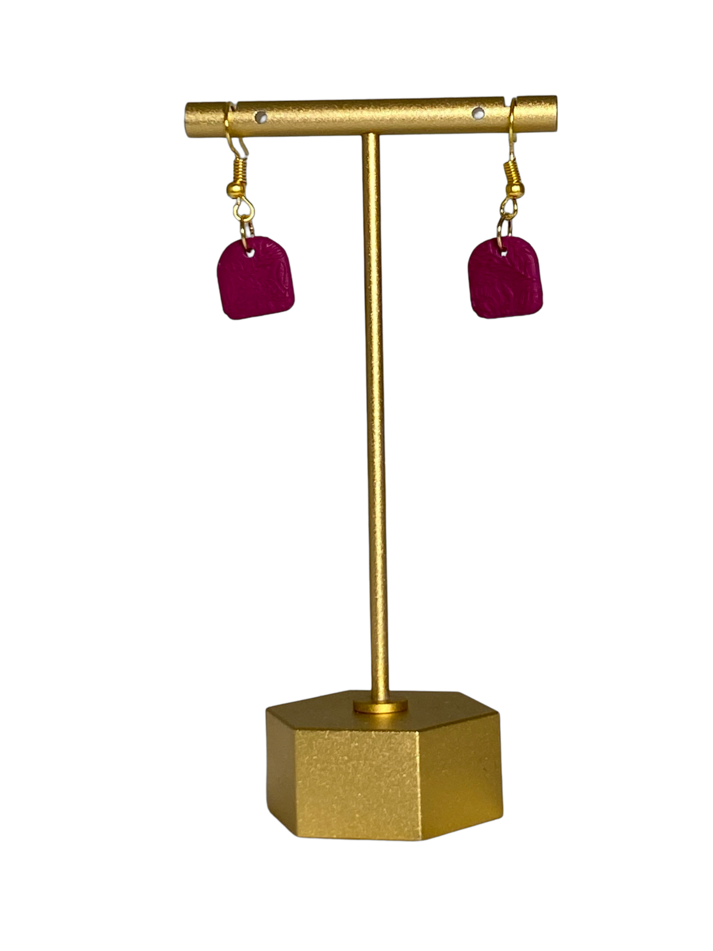 Mini Eggplant Embossed Floral Arc Earrings