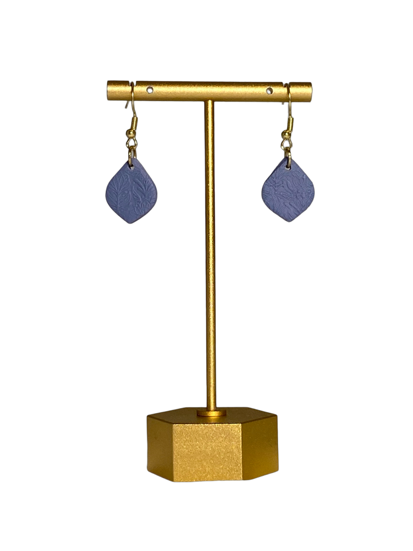 Mini Misty Blue Embossed Floral Teardrop Earrings