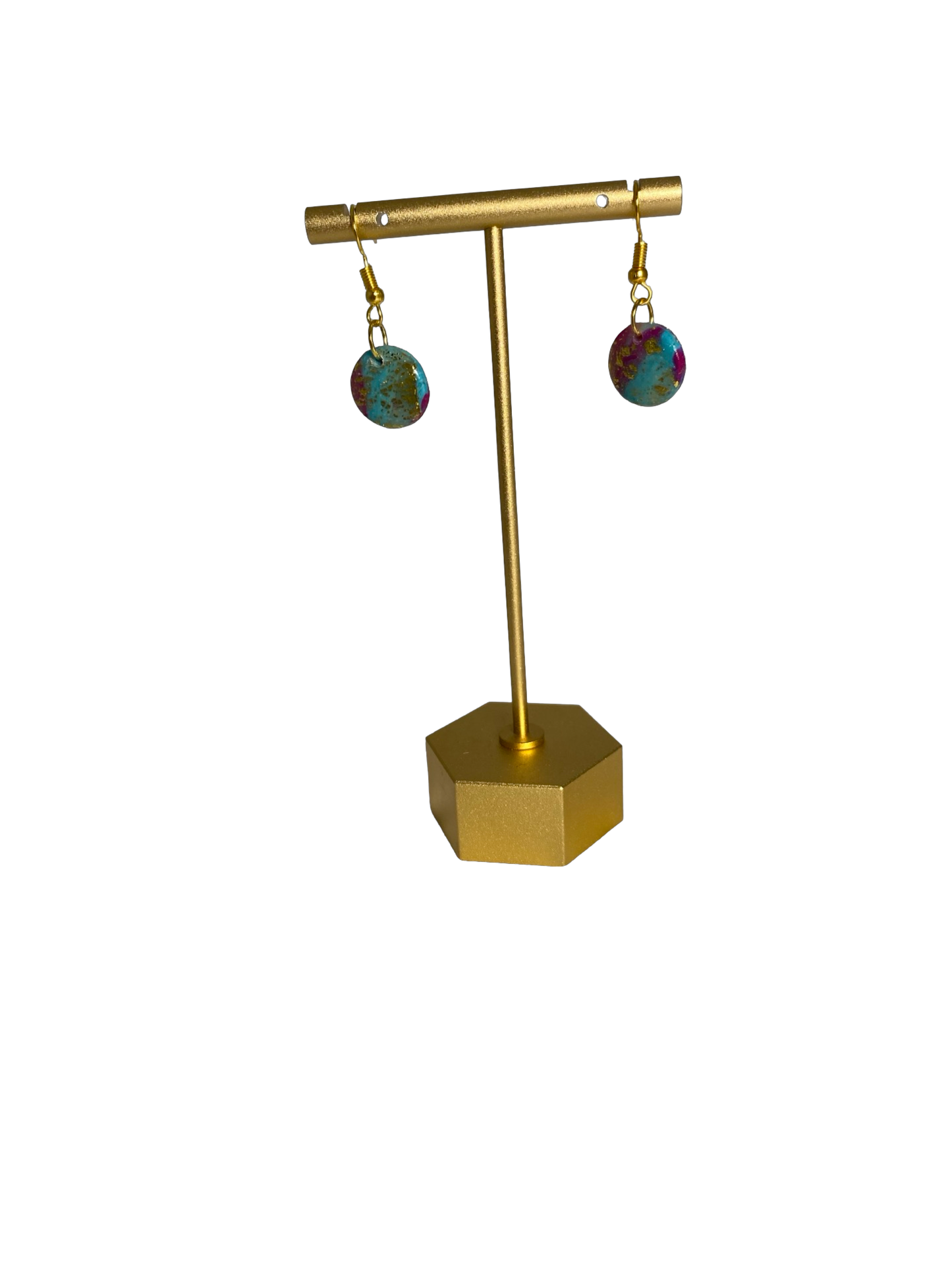 Purple Stardust Disc Earrings Mini Gold