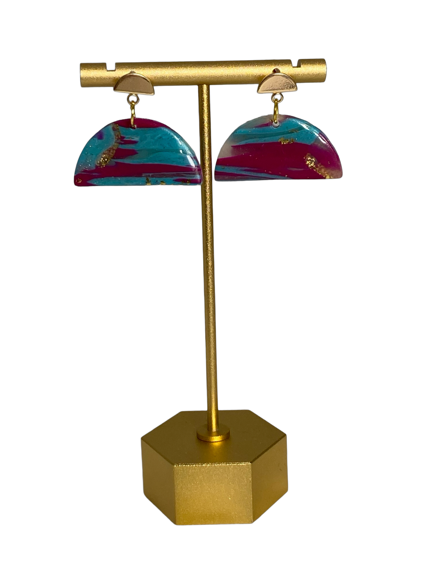 Purple Stardust Half Moon Earrings Medium Gold